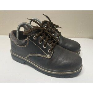 Skechers Brown Leather Lace-Up Work Shoes